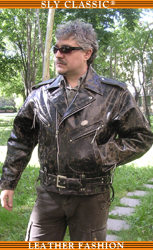 Férfi motoros bőrdzseki - Sly Classic Leather Fashion
