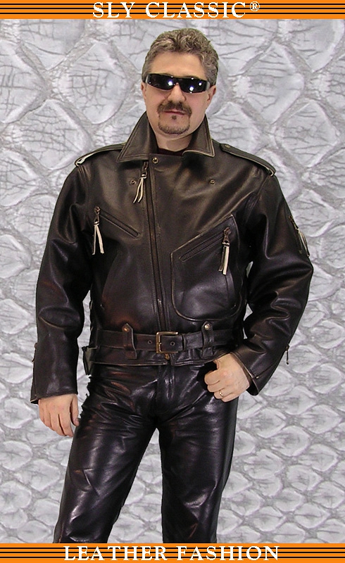 Férfi motoros bőrdzseki, bőrnadrág - Sly Classic Leather Fashion