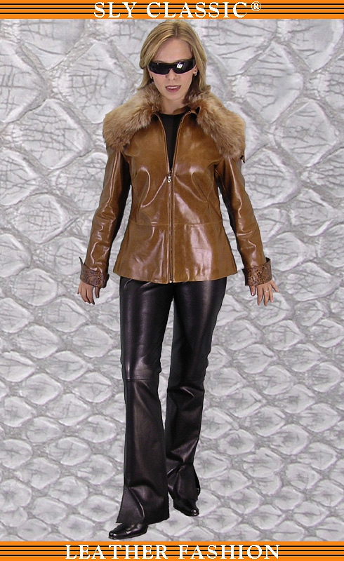 Női bőrdzseki (irha gallér), bőrnadrág - Sly Classic Leather Fashion
